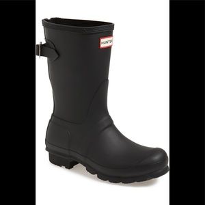 HUNTER ADJUSTABLE BACK SHORT RAIN BOOT BLACK SZ 10